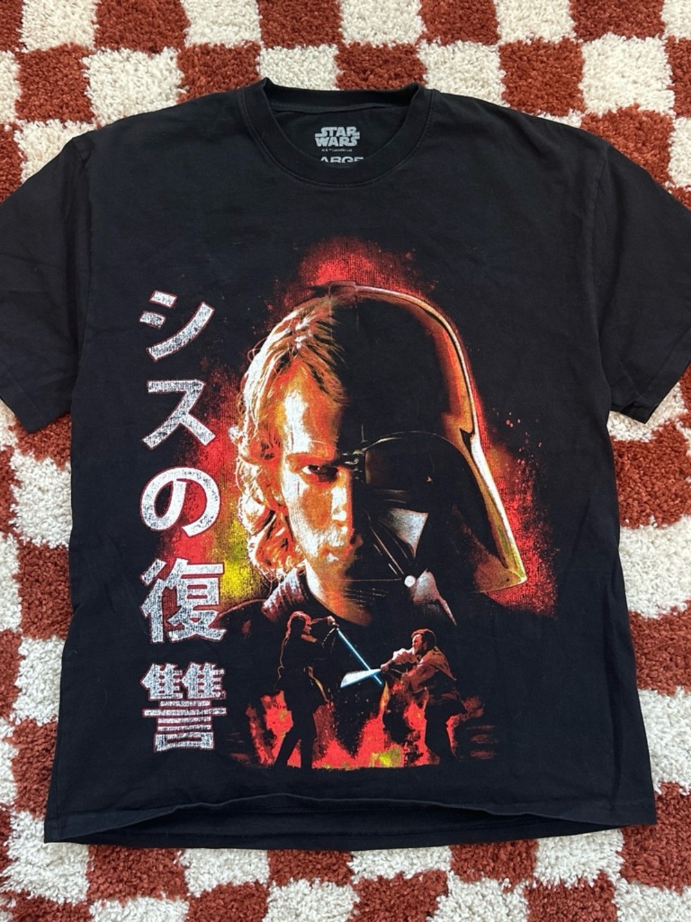Star Wars Black Tee with Anakin and Vader Split-Face Graphic